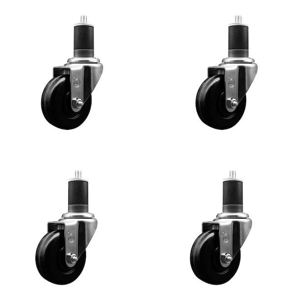 3-1/2'' Phenolic Wheel Swivel 1-5/8'' Expanding Stem Caster Set, 4PK